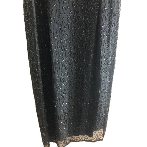 BLACK TIE Vintage Stunningly Embellished Beaded & Sequined 100% Silk Black Tie D - Picture 5 of 10